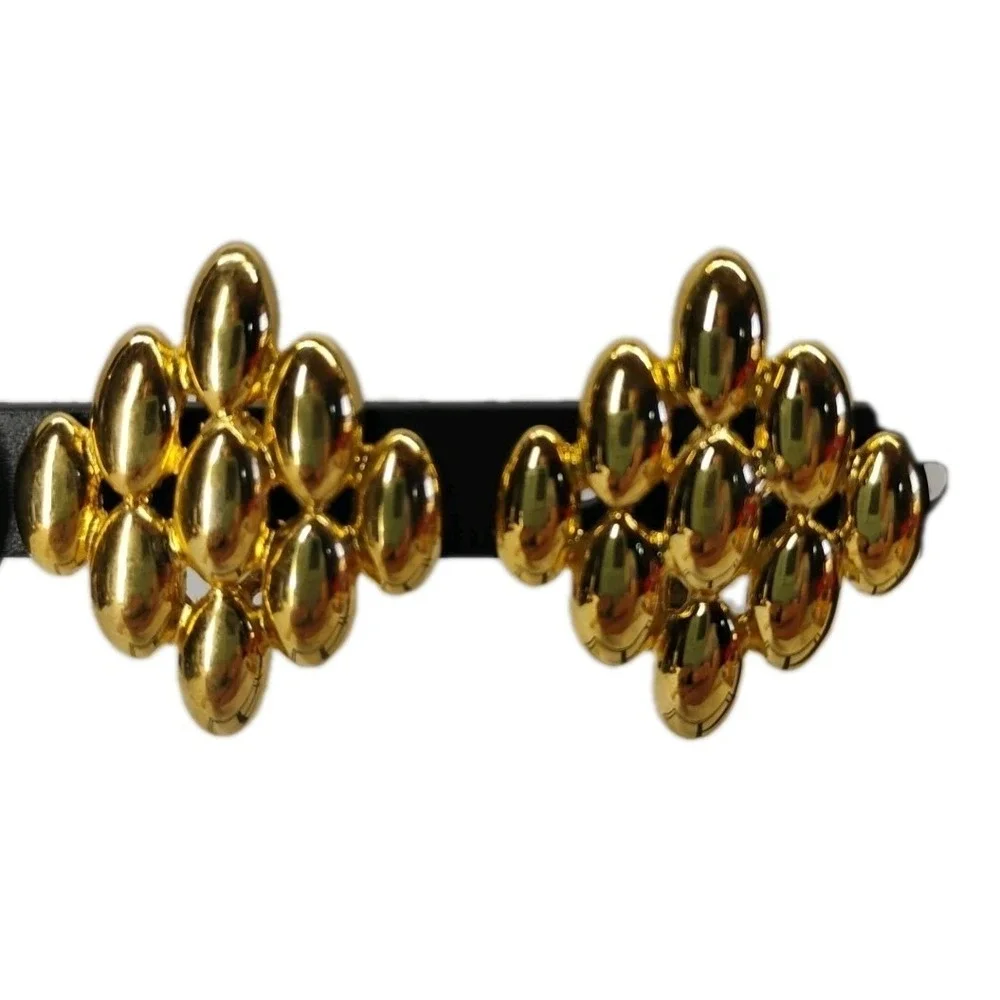 Vintage Napier Gold Tone Clip On Statement Earrings